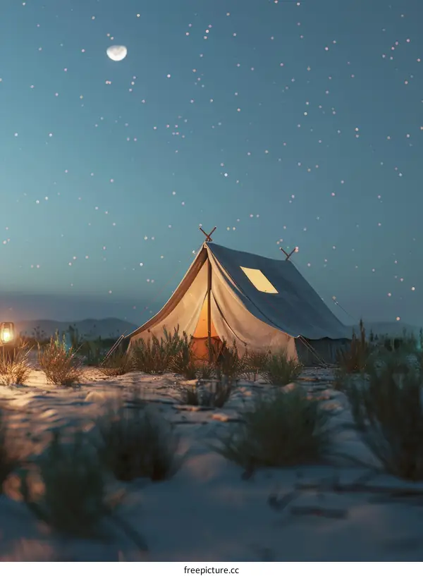 Tent under the Starry Desert Night