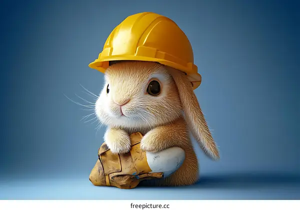 Cute Rabbit Construction Worker Illustration