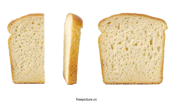 [Transparent Background PNG]Three Slices Of White Bread On White Background