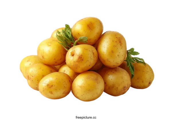 [Transparent Background PNG]Fresh Potatoes Pile Isolated on White Background