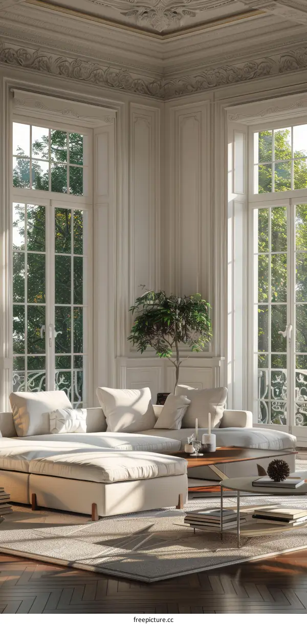 Bright and Airy Living Room with Large Windows