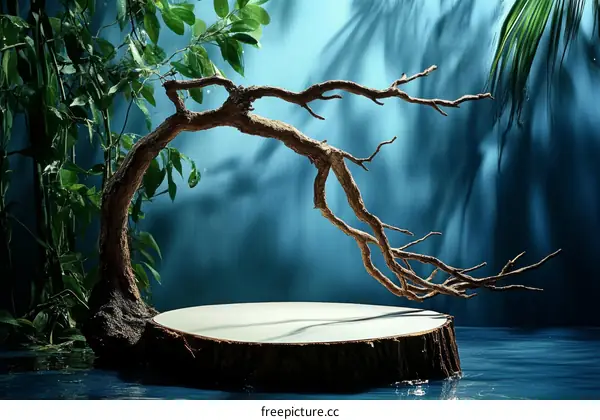 Nature Scene with Wooden Stump and Branches