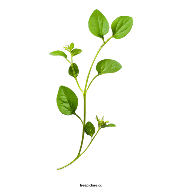 [Transparent Background PNG]Fresh Green Plant Stem with Leaves