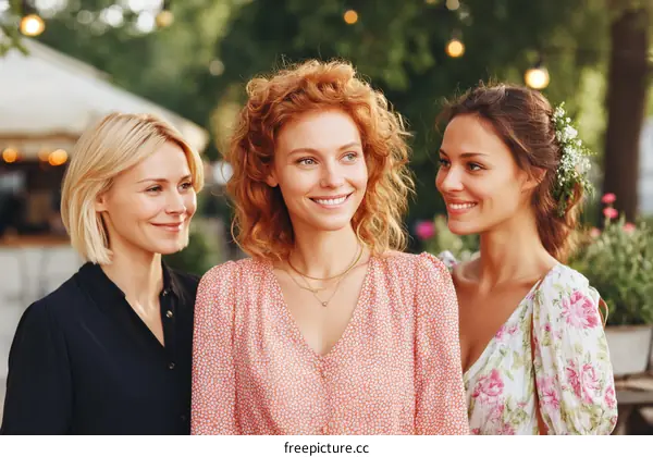 Three Caucasian Women Outdoors Enjoying a Day Out