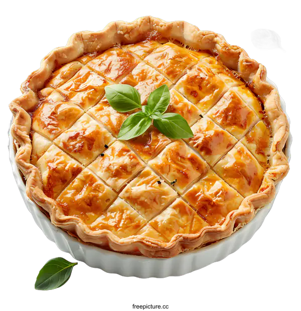 [Transparent Background PNG]A delicious homemade chicken pot pie with a golden crust