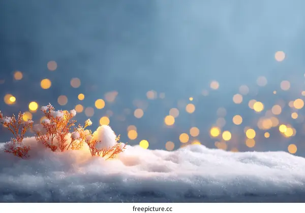 Winter Scene with Snow and Lights