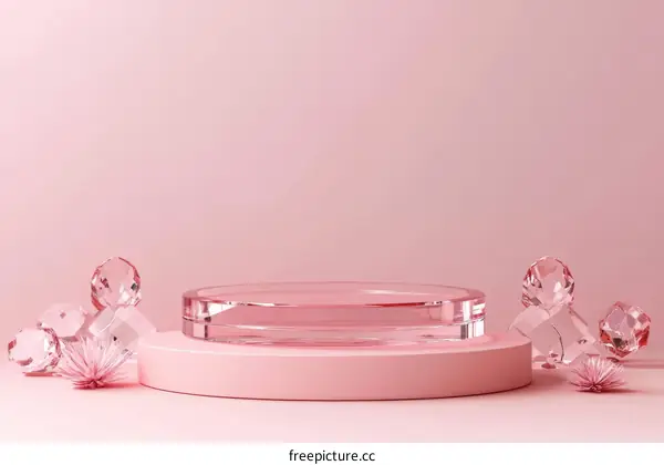 Pink Geometric Display Podium with Crystals