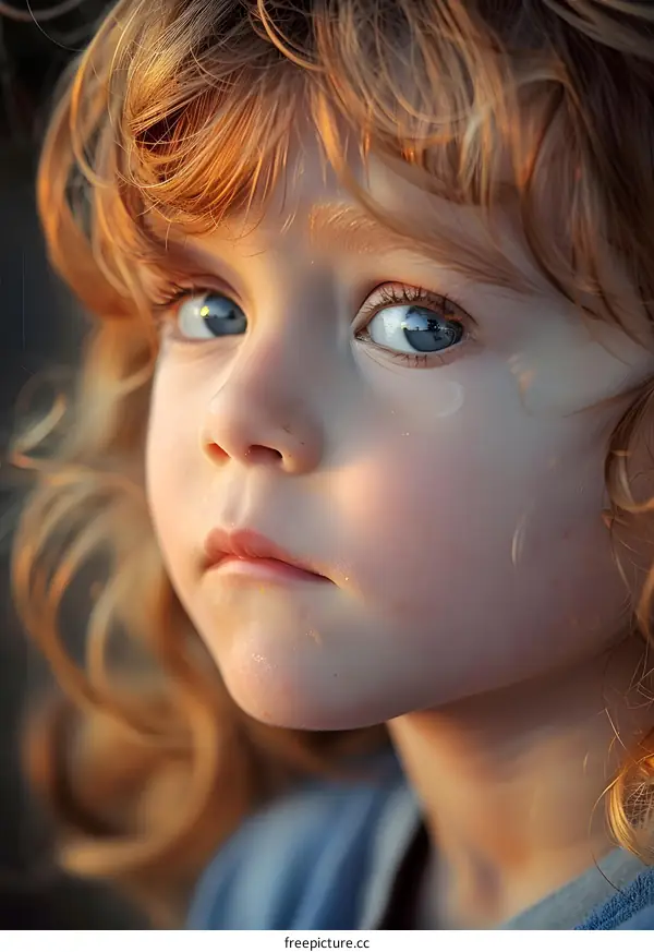 Portrait of a young girl with red hair and blue eyes