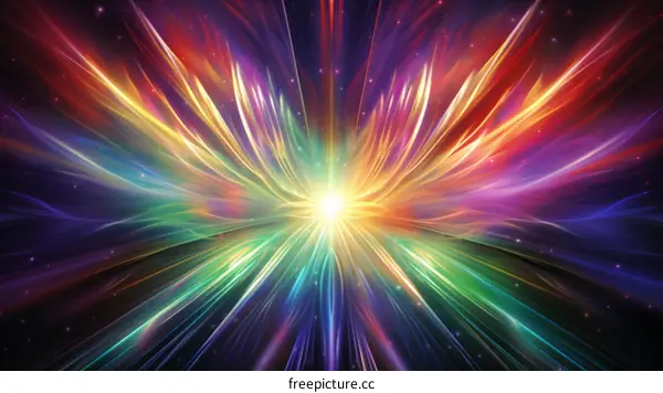 Vivid Rainbow Colors Abstract Painting Art