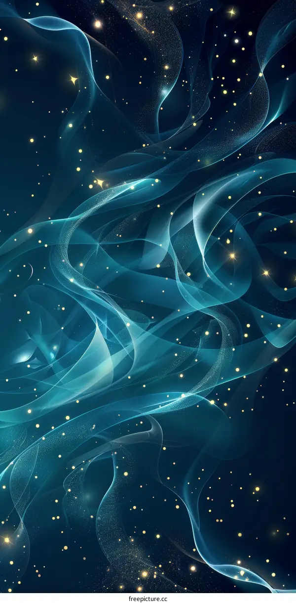 Mesmerizing Nebula in Golden Hues against a Deep Blue Background