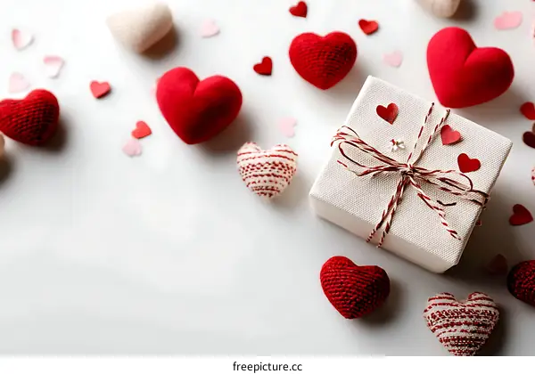 Valentines Day Gift with Red Hearts