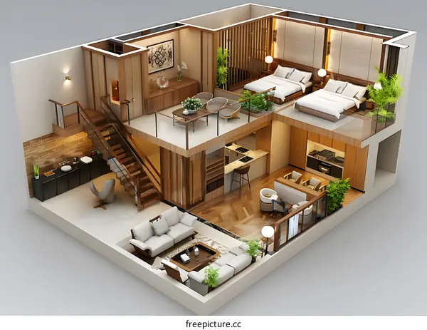 The interior design effect picture of duplex apartment