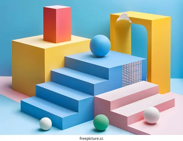 Abstract Geometric Shapes with Pastel Colors