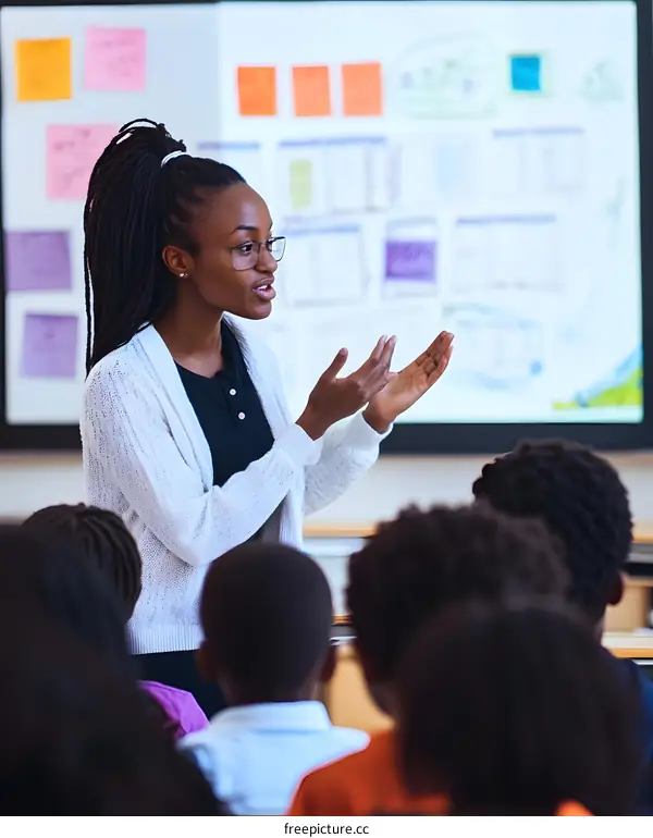Young Black Teacher Leading a Classroom Discussion