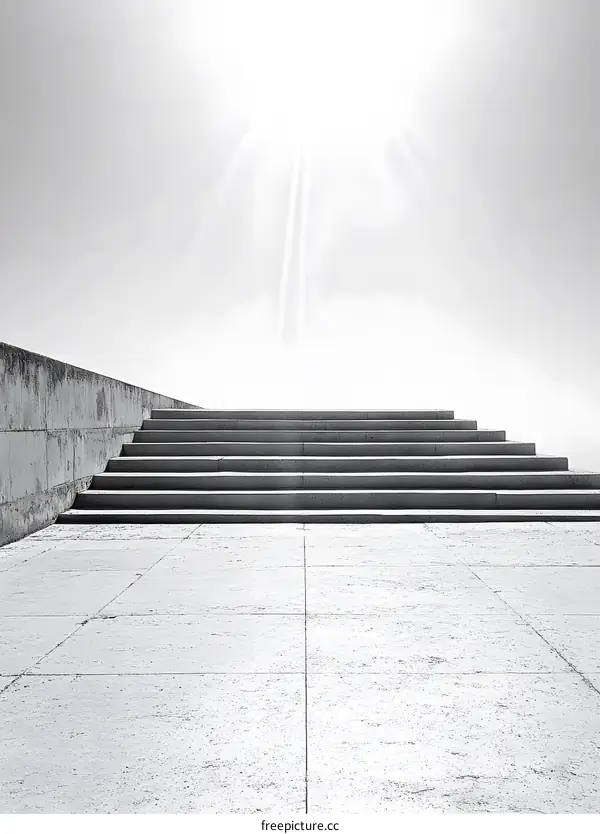 Concrete Stairs Leading Up To The Sky