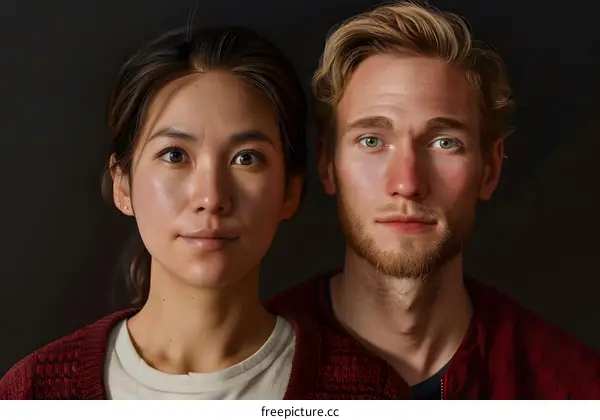 Portrait of an Asian Woman and Caucasian Man