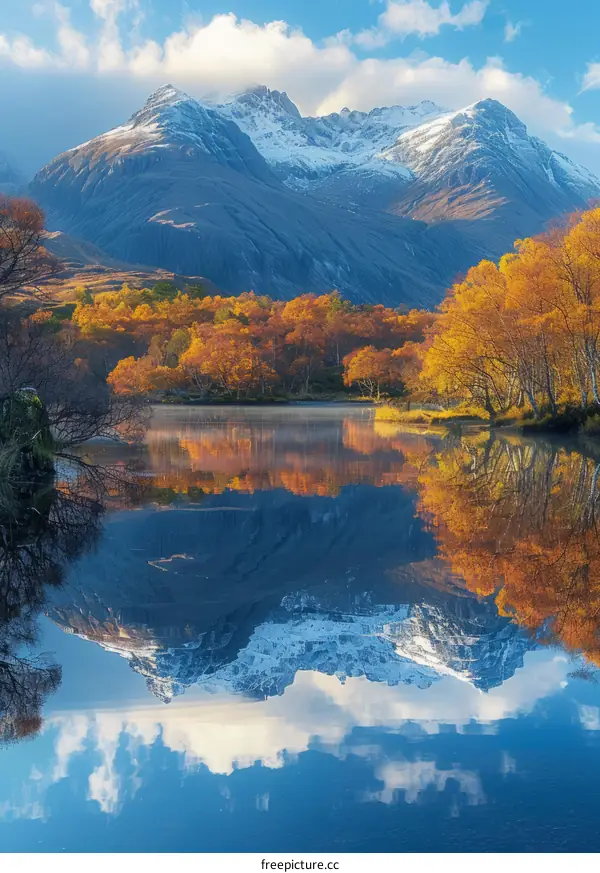 Stunning reflection of the Scottish Highlands in autumn