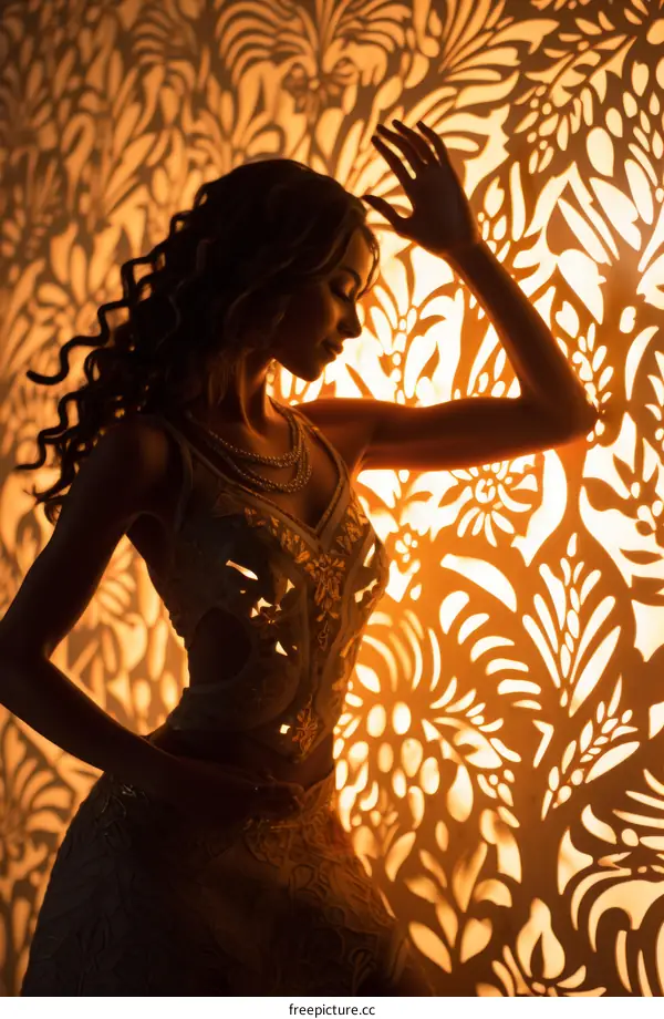 Elegant woman in a patterned background