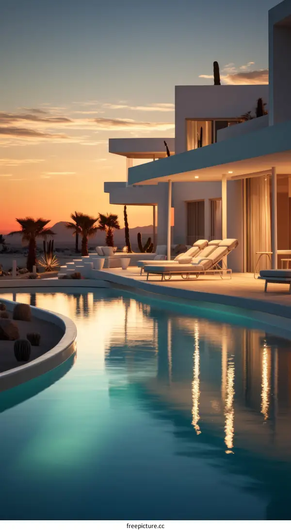 Modern Villa with Stunning Sunset Pool View