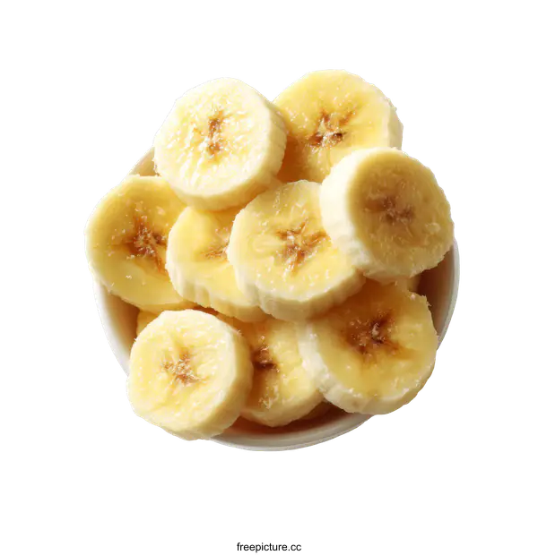 [Transparent Background PNG]Sliced Bananas in a White Bowl