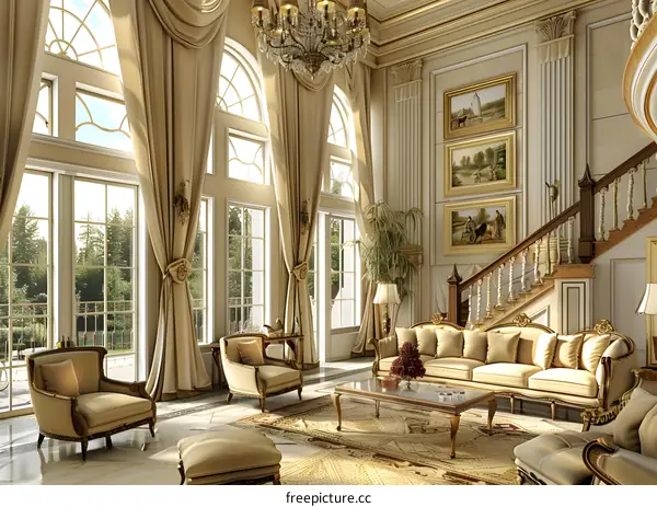 Luxury Living Room Interior Design with Elegant Furniture