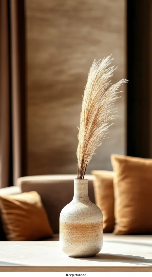 Modern Minimalist Home Decor with Dried Pampas Grass