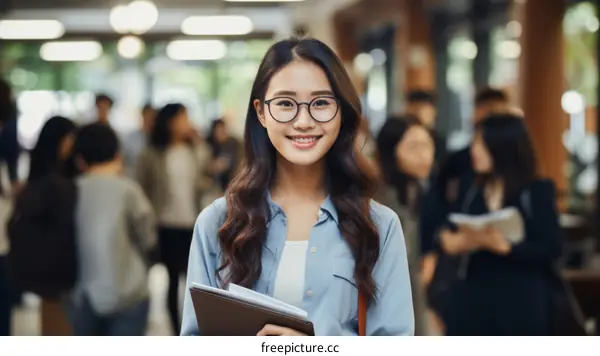Portrait of a young Asian woman smiling at the camera