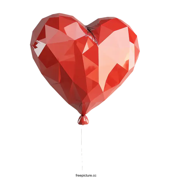 [Transparent Background PNG]Geometric Red Heart Balloon Illustration