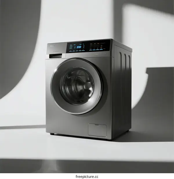 Modern Front Load Washing Machine with Digital Display