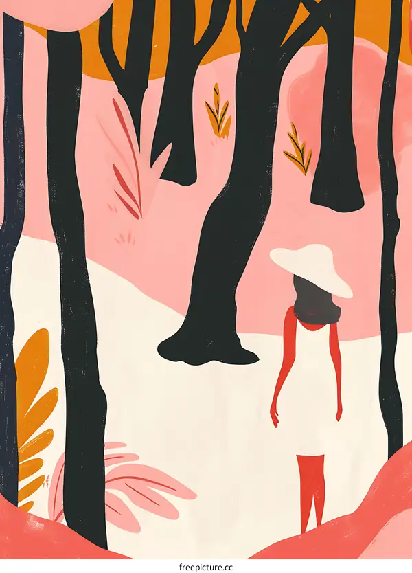 Woman In A White Dress Walking Through The Forest