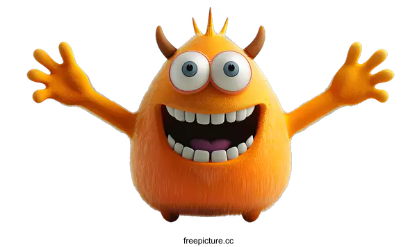 [Transparent Background PNG]cute furry orange cartoon monster mascot character