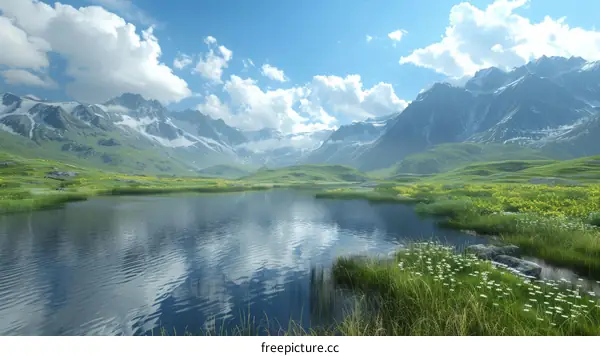 Serene Mountain Lake Landscape