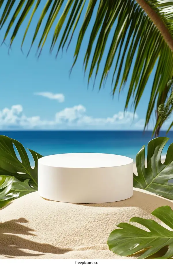 Beach Scene Product Showcase with Blank Cylinder