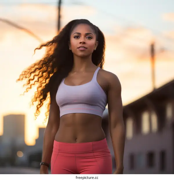Portrait of a young African-American woman in sportswear