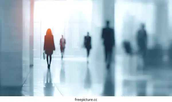 Blurred Office Corridor with Business People