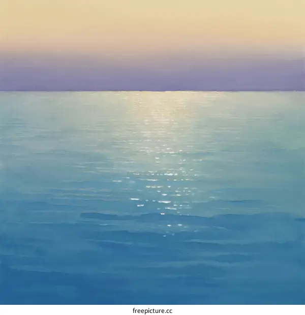 The Sunlight Shining on Calm Blue Ocean Surface at Sunset