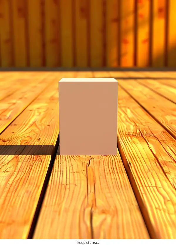 Empty Box On Wooden Floor