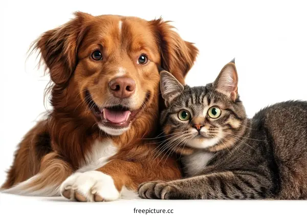 Friendly Dog and Cat Companionship
