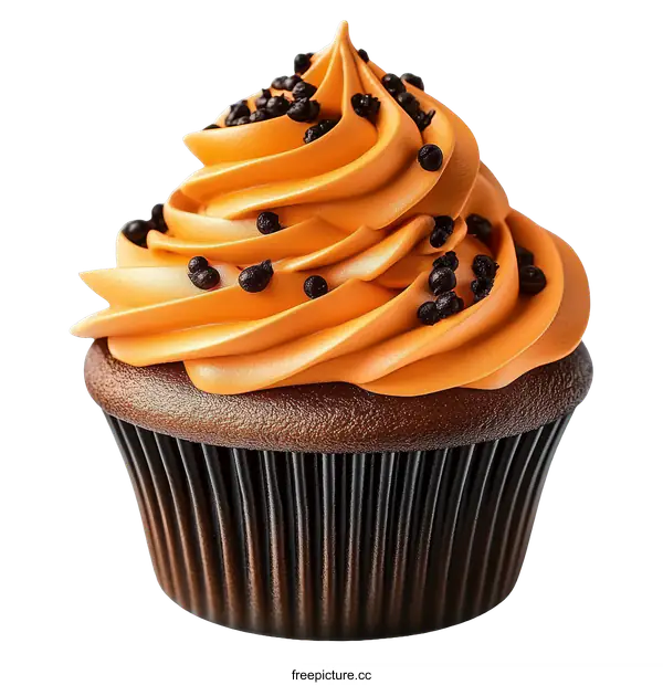 [Transparent Background PNG]Delicious Orange Cupcake with Chocolate
