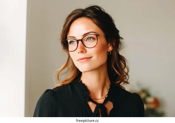 Confident Woman in Stylish Glasses