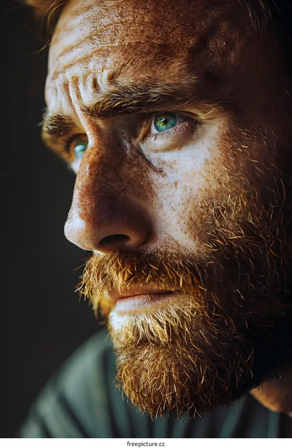 Portrait of a man with red hair and green eyes