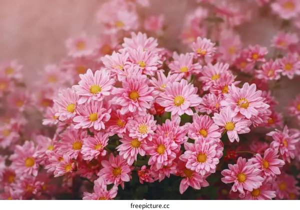 Beautiful Pink Chrysanthemum Flowers in Close-up
