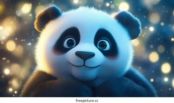 Cute Panda Illustration with Festive Background