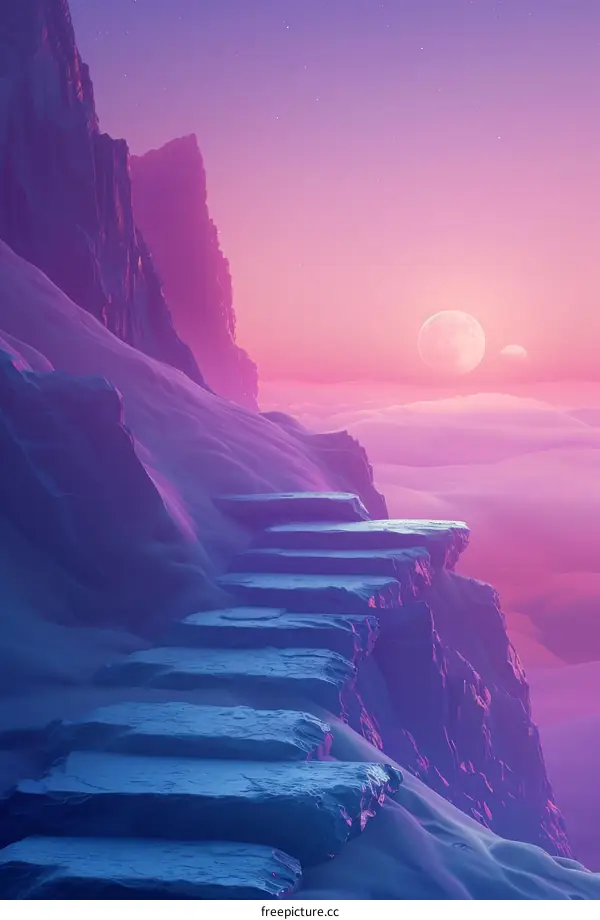 Moonlit Mountain Path: A Journey to the Stars