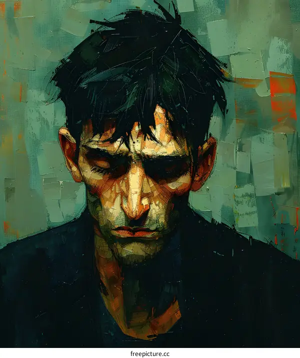 A portrait of a man with black hair and a beard wearing a black shirt