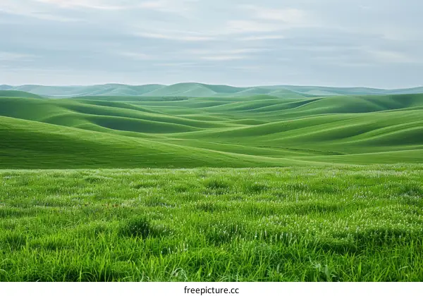 Green rolling hills under a vibrant blue sky