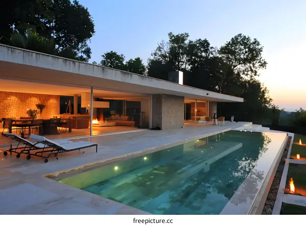 Modern House with Infinity Pool and Sunset View