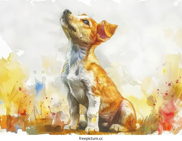 A cute puppy looking up