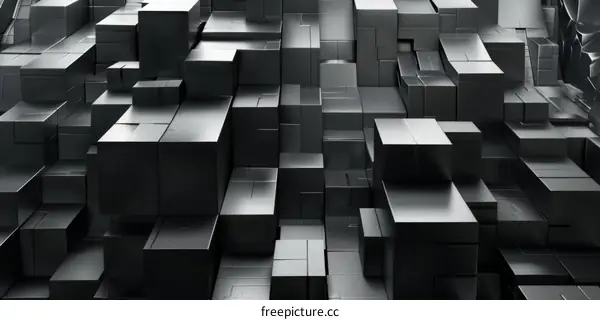 Black and gray 3D rendering of a cityscape