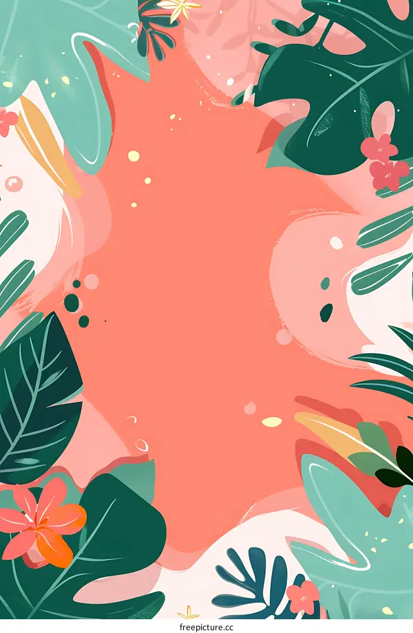 Tropical Leaves and Floral Background Illustration
